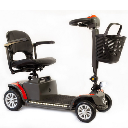 Rear Wheel Drive Electric Scooter with Regenerative Brake, Stadium-Style Seat, and Foldable Tiller