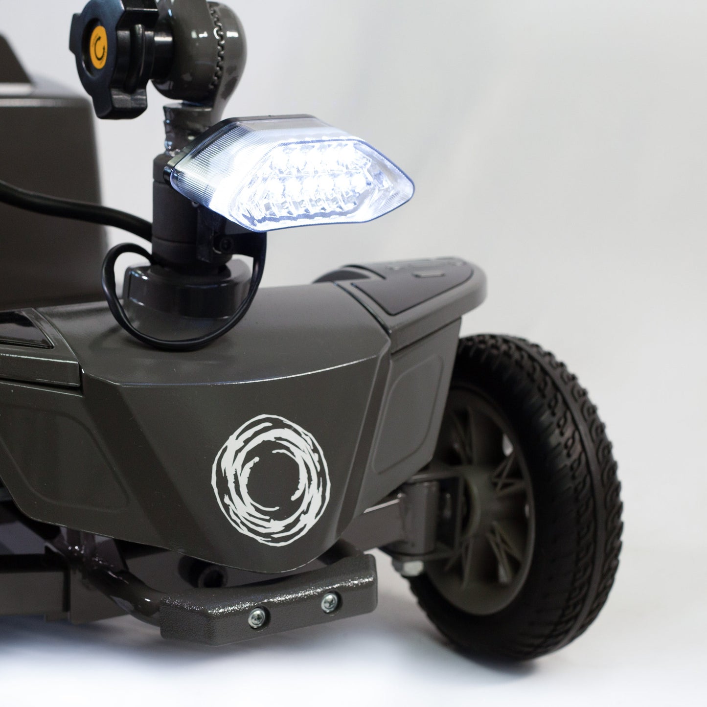 Rear Wheel Drive Electric Scooter with Regenerative Brake, Stadium-Style Seat, and Foldable Tiller