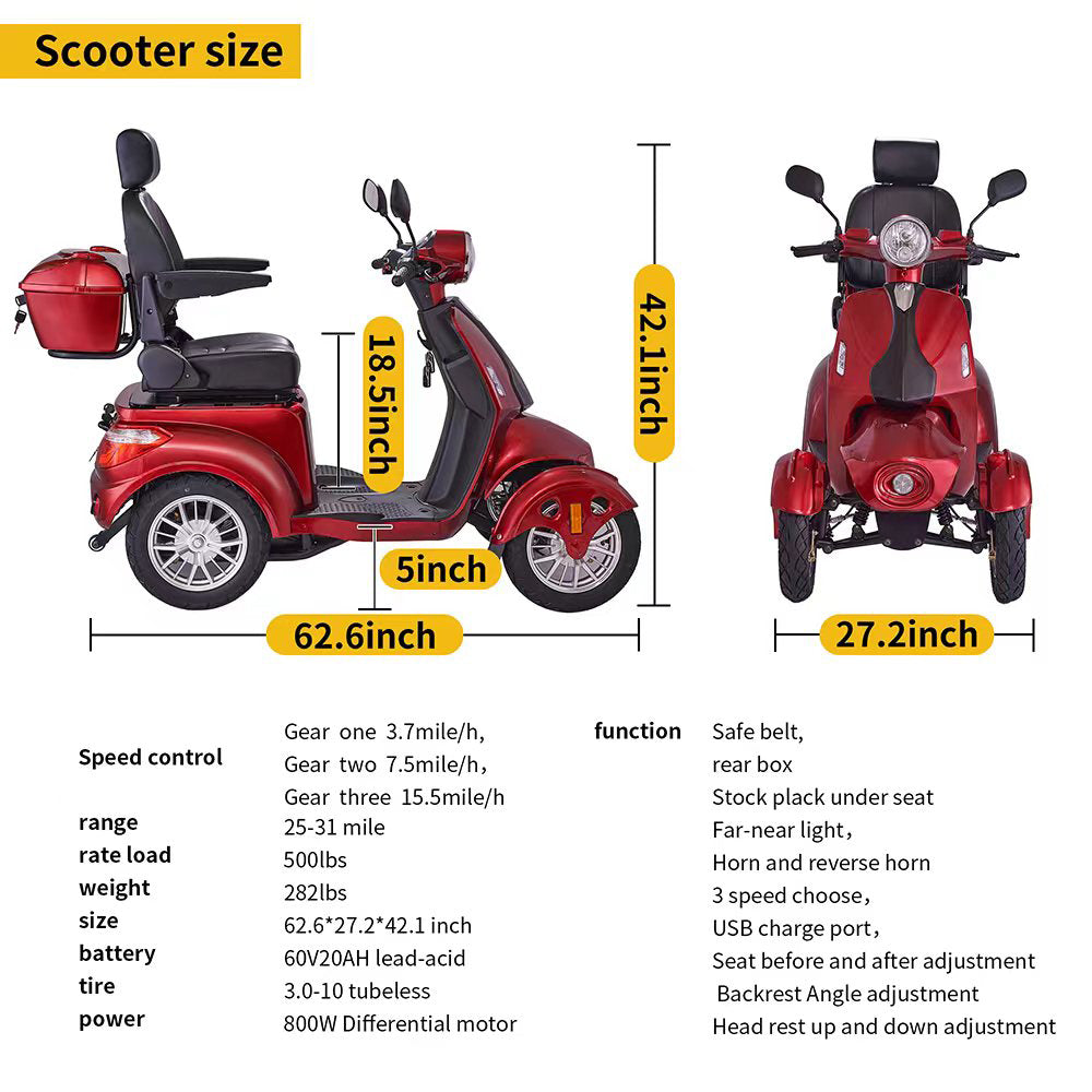 All-Terrain Mobility Scooter with 800W Motor